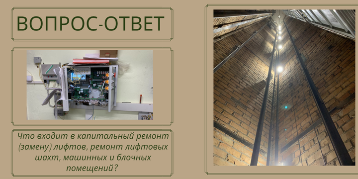 Что входит в капитальный ремонт (замену) лифтов, ремонт лифтовых шахт, машинных и блочных помещений?